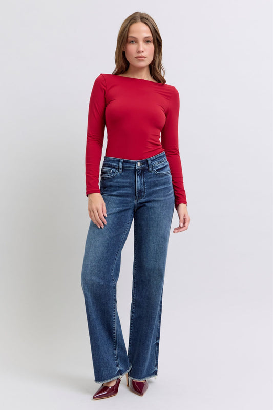 Judy Blue Mid Rise Wide Leg w/Tint Jeans 82640