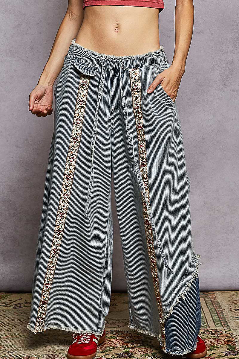 BOHO Stripe Denim Wide Leg Pants by POL