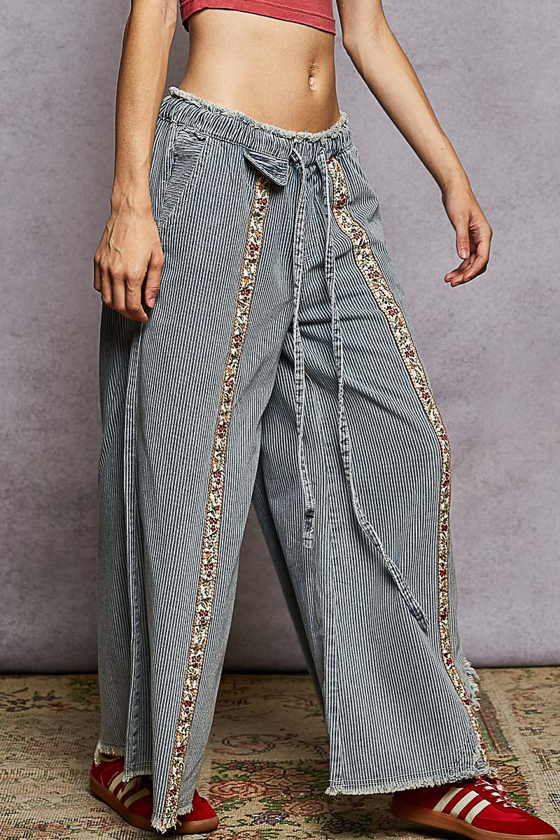 BOHO Stripe Denim Wide Leg Pants by POL