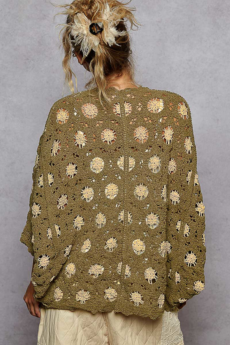 Olive and Almond Chenille Cardigan One Size Fits Most