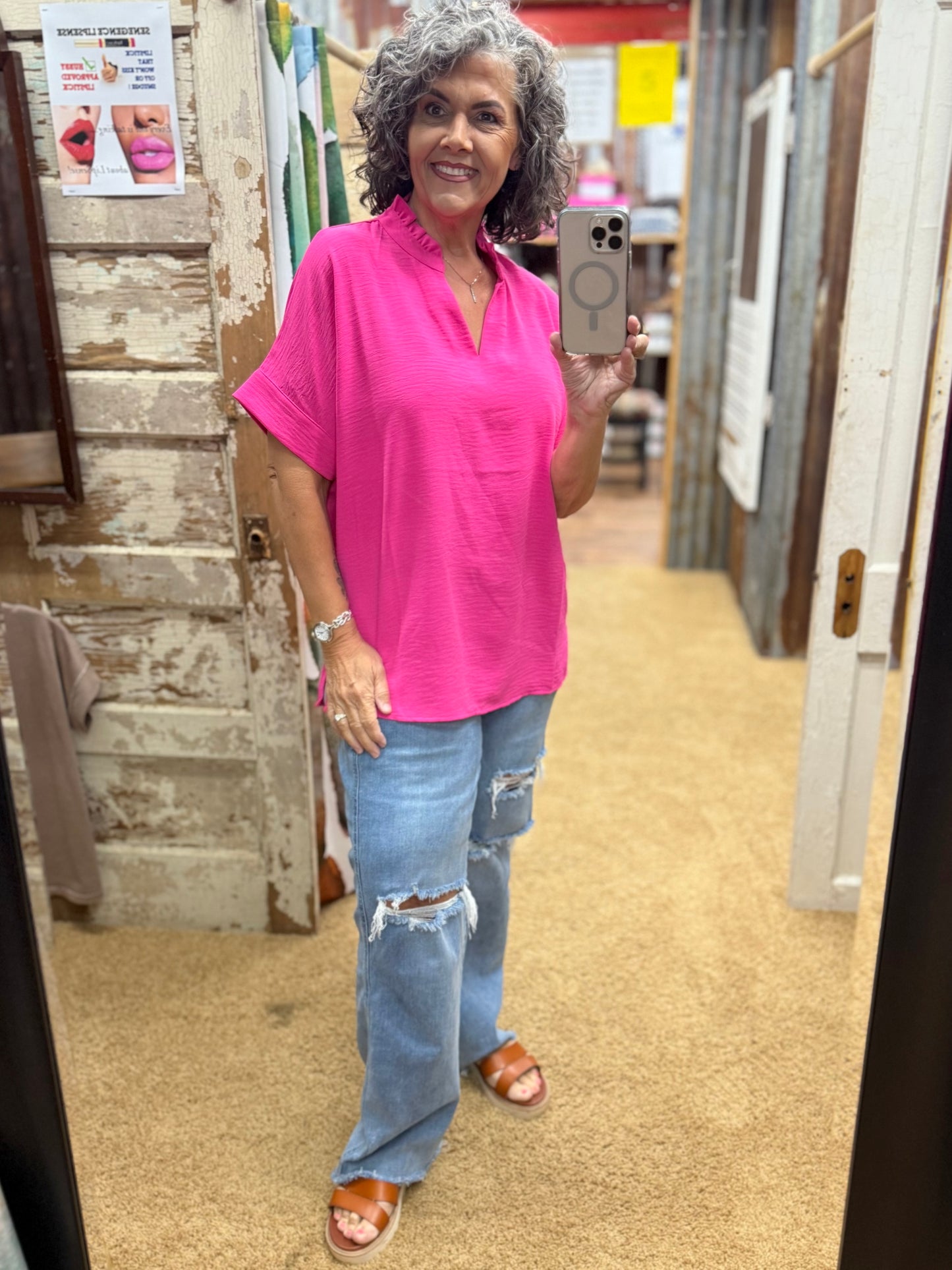 Hot Pink Dolman Blouse