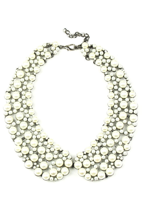 Diana Collar Necklace: Silver Pearl