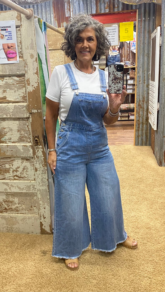 Wide Leg Denim Overalls