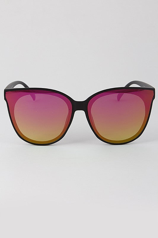 Women's Large Cat Eye w/ Color Mirror Lens SUNGLASSES