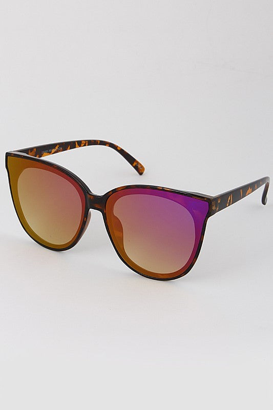 Women's Large Cat Eye w/ Color Mirror Lens SUNGLASSES