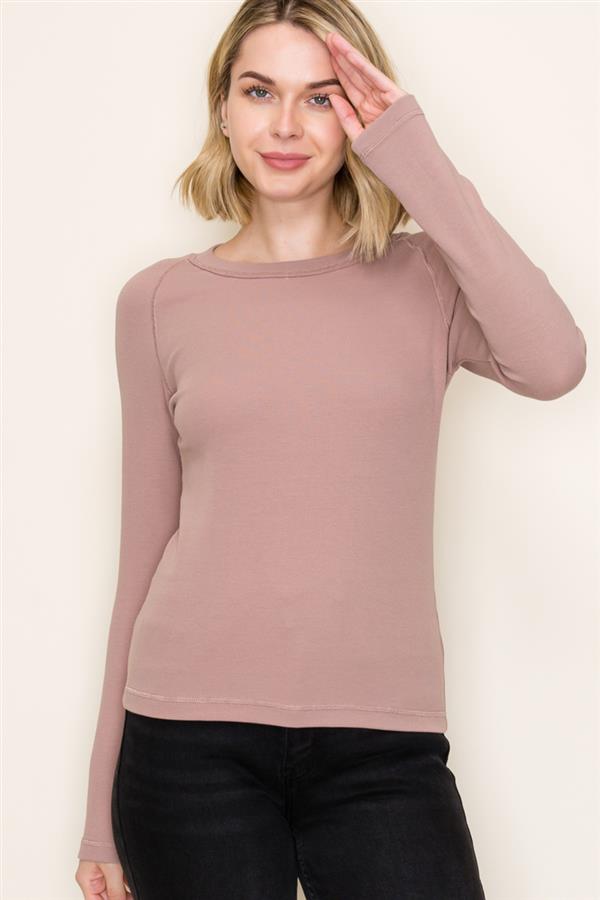 Mocha Basic Baby Ribbed Top