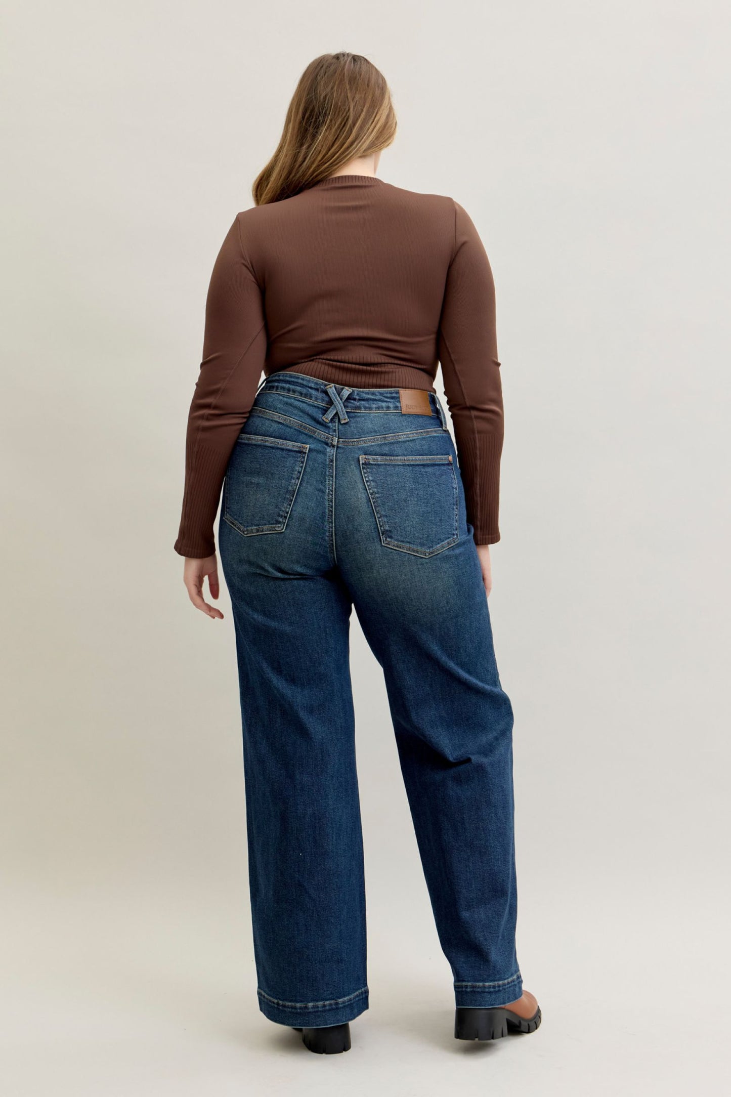 Judy Blue High Waist Retro Wide Tummy Control Front Welt Pockets 881023