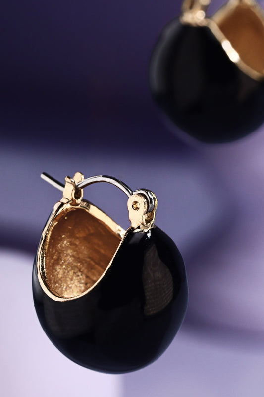 Black Colorful Enamel Hoop Earrings