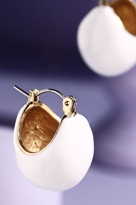 White Colorful Enamel Hoop Earrings
