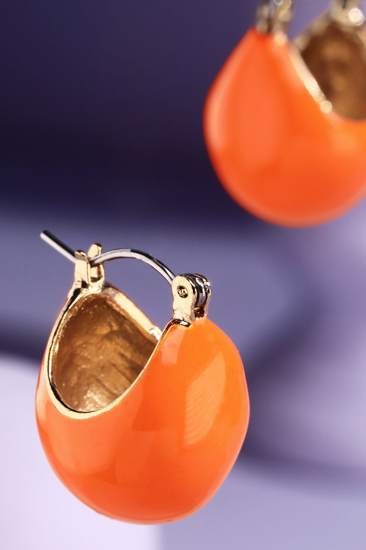 Orange Colorful Enamel Hoop Earrings