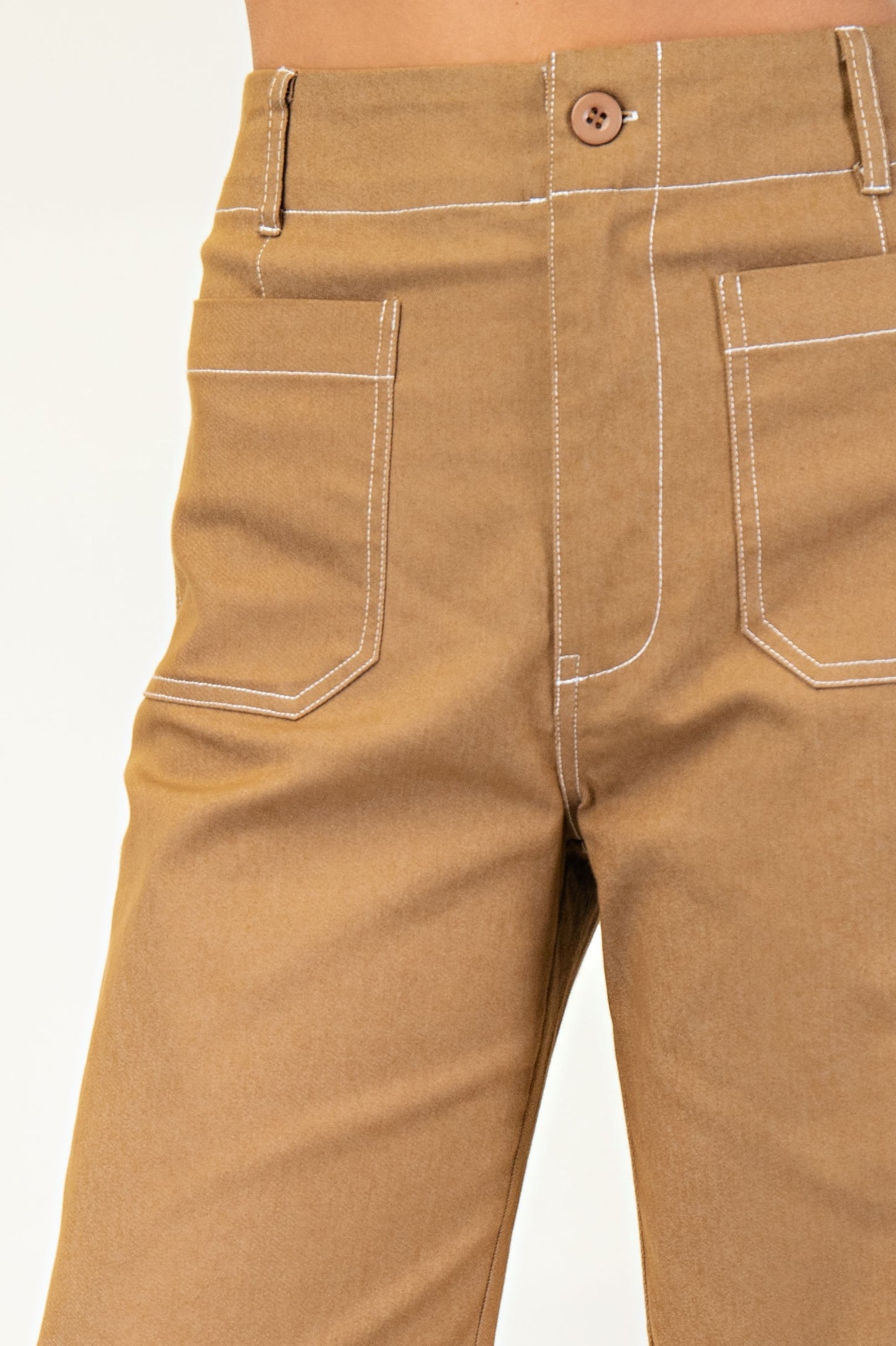 Khaki Cropped Wide Leg Pants