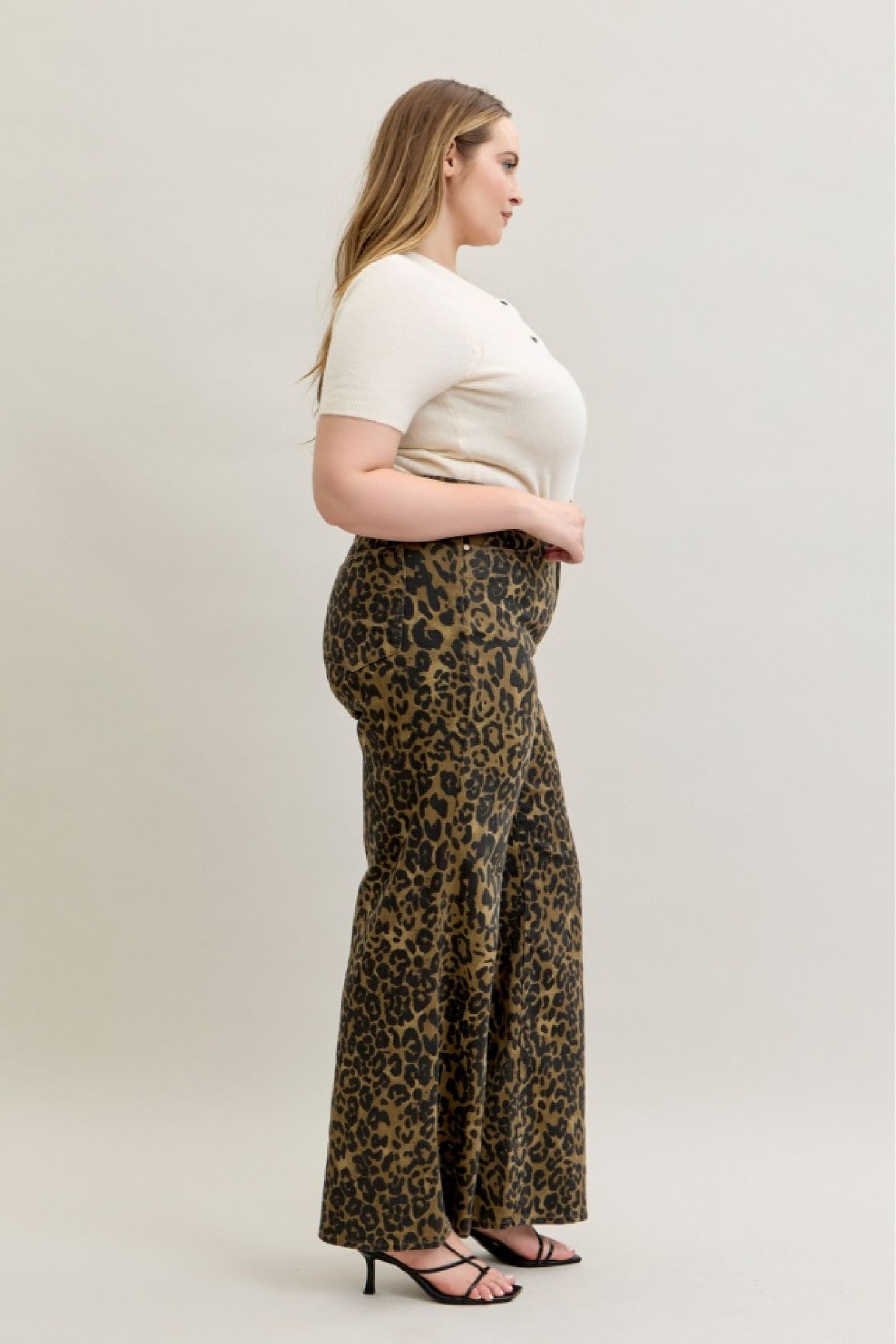 Judy Blue High Waist Retro Wide Leopard Print 881022