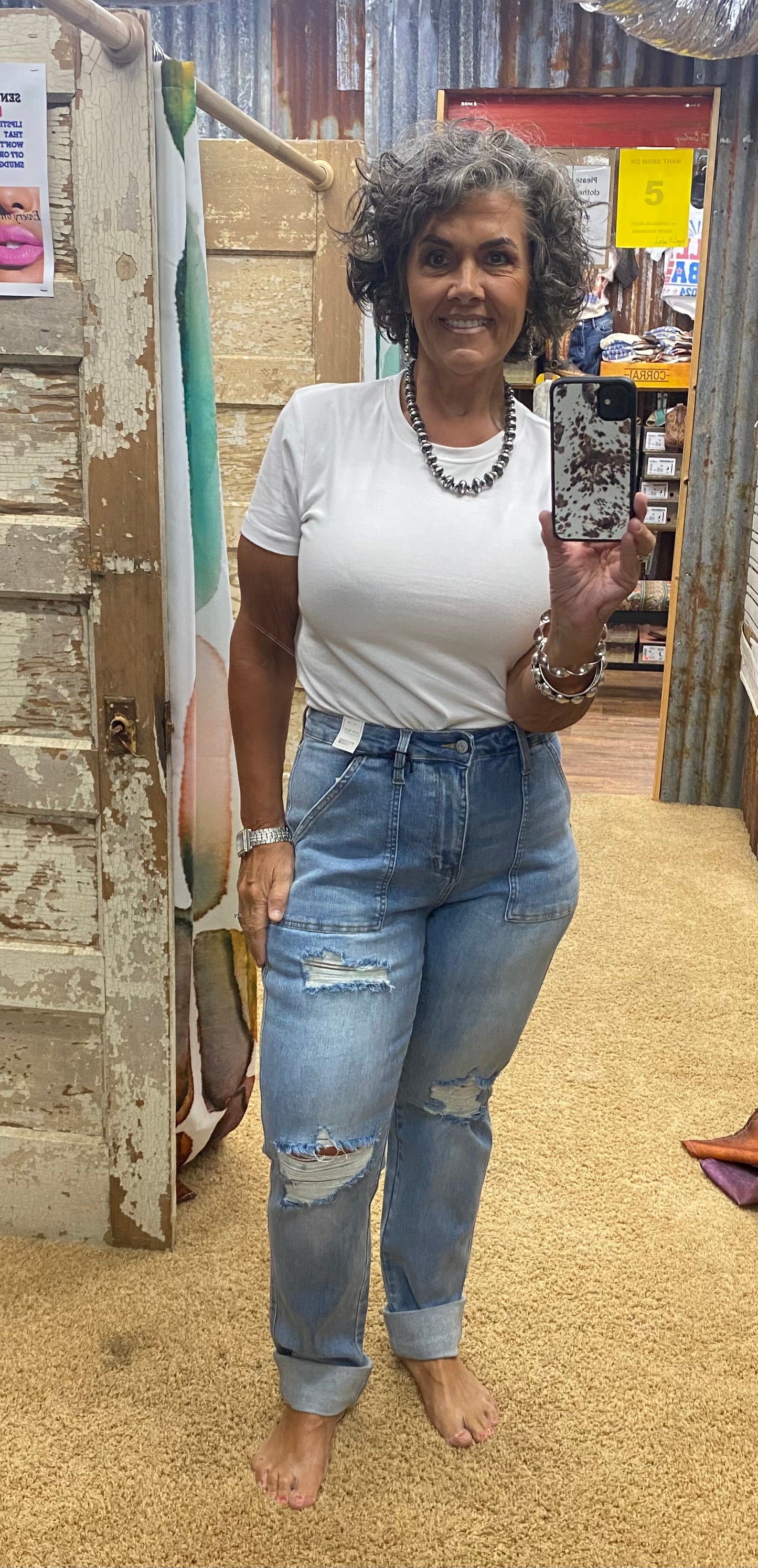 Judy Blue High Waist Patch Pocket Destroyed Boyfriend Jean 88825