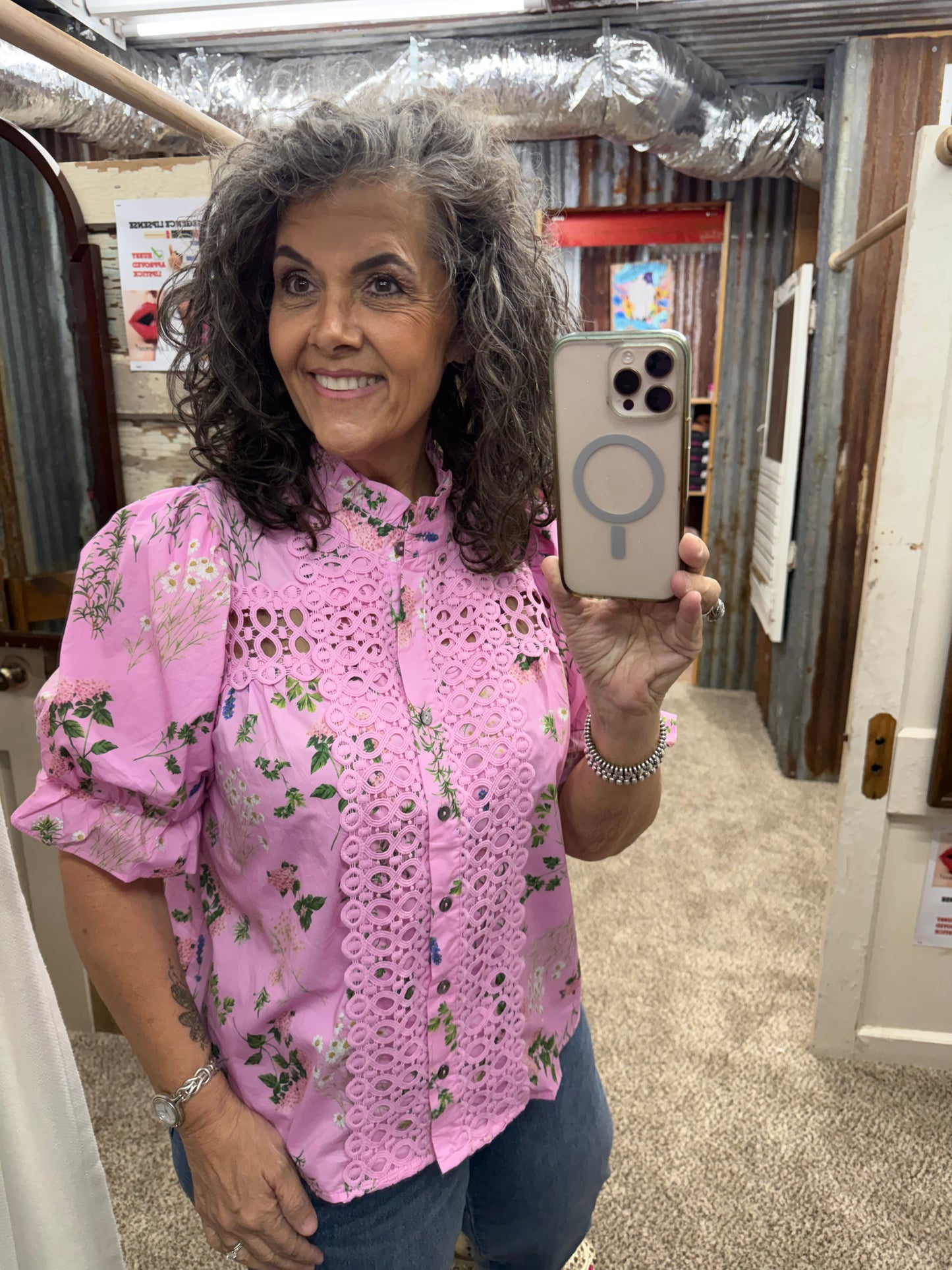 Pink Crochet Lace Entro Top