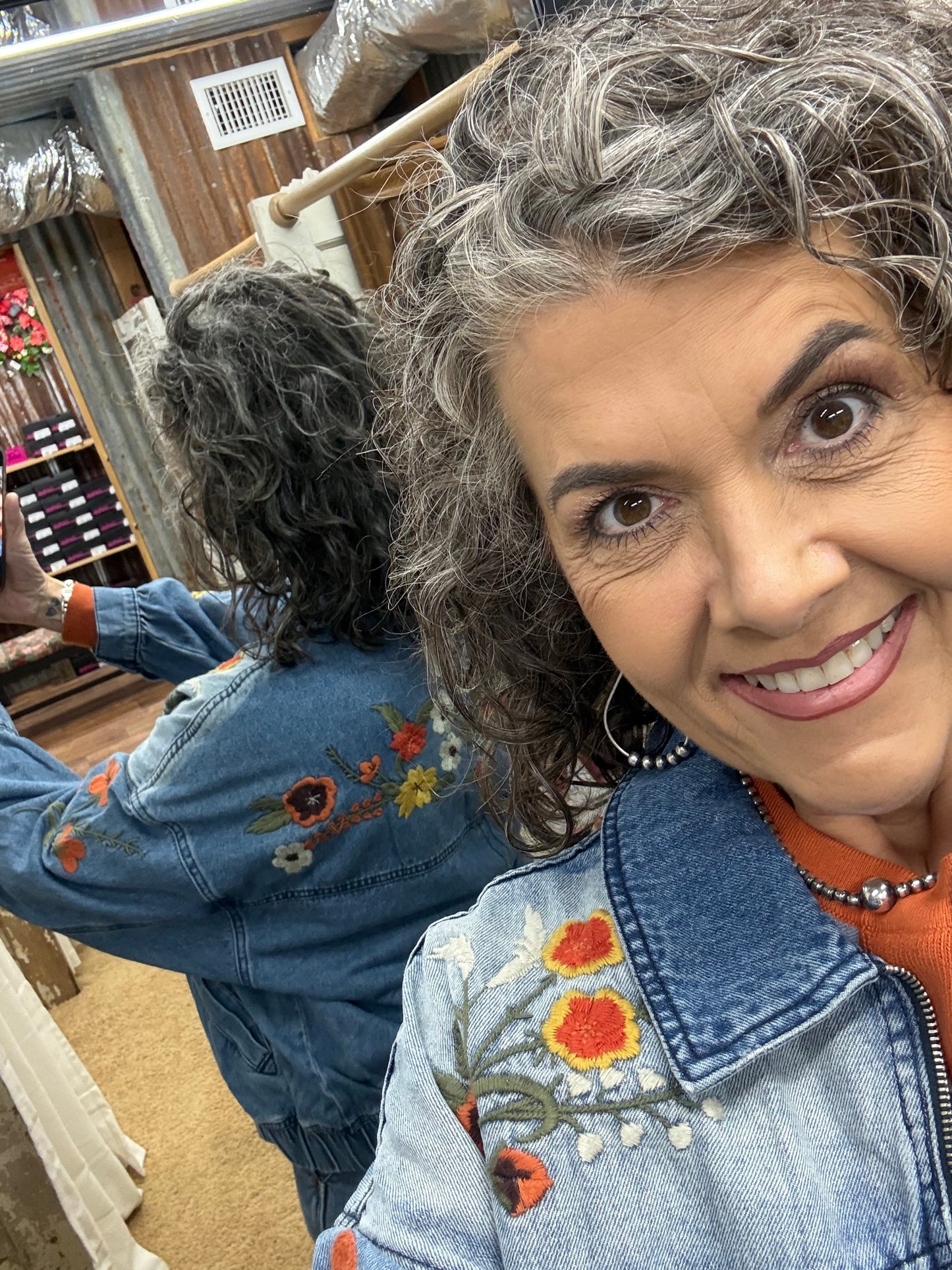 Embroidered Denim Jacket by Veveret