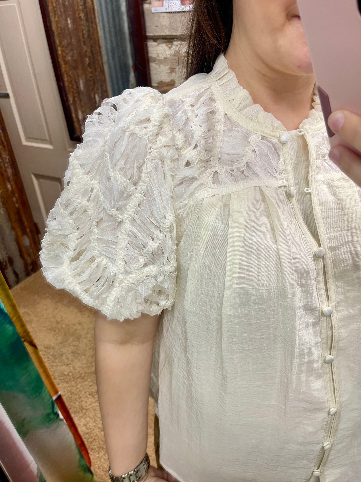 Shaggy Puff Sleeve Blouse