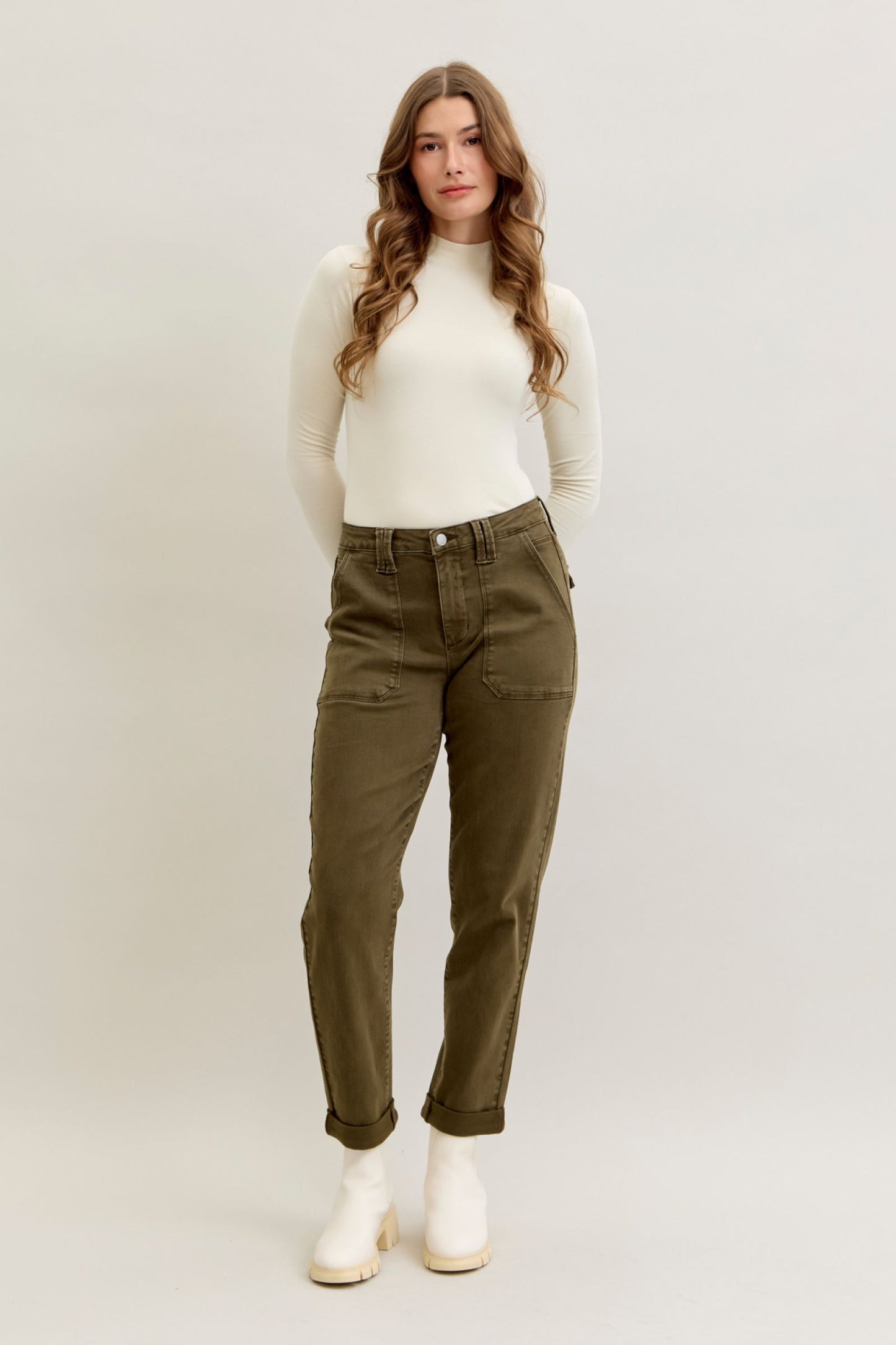 Judy Blue High Waist Forest Weekender Cuffed Jeans 881009