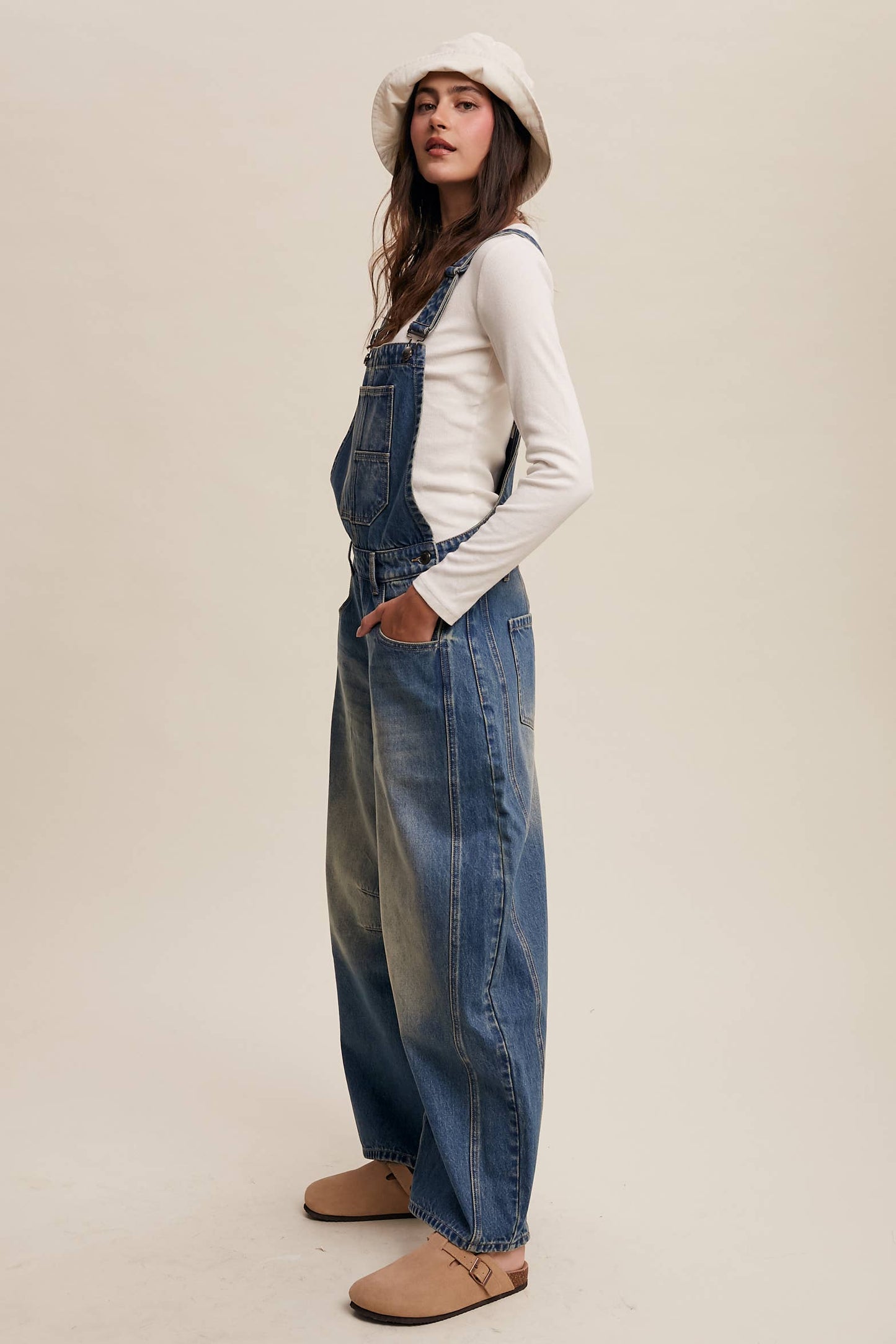 Barrel Jean Denim Overalls