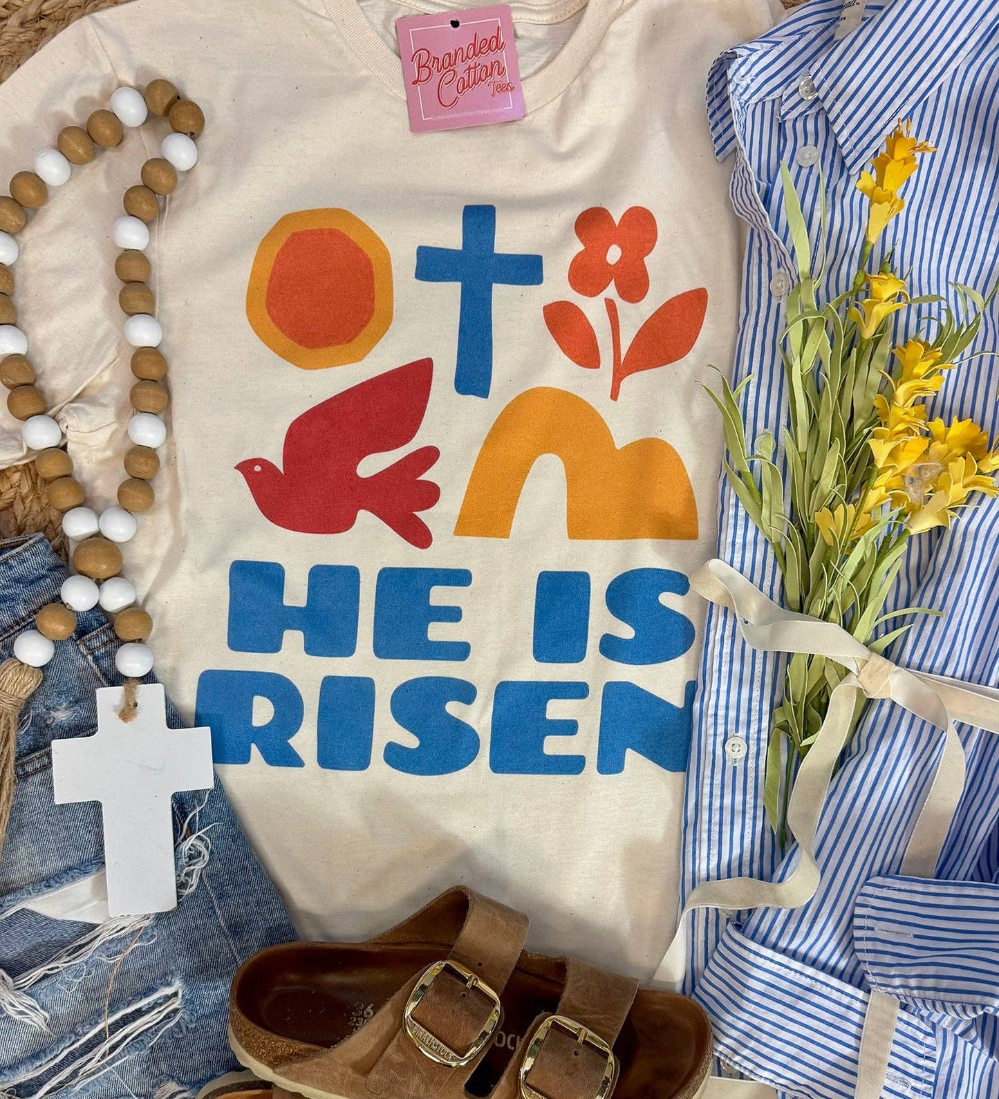 He Is Risen Christian Tee