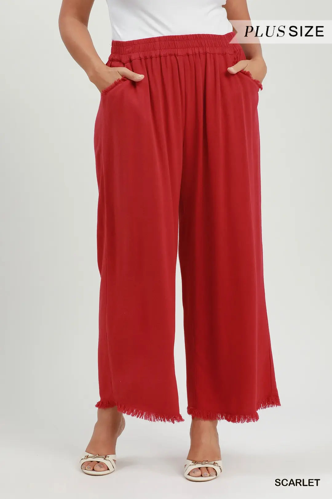 UMGEE Scarlet Frayed Hem Wide-Leg Pants
