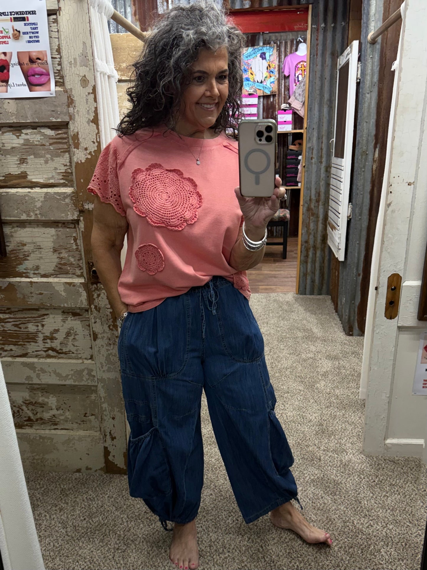EASEL SPECIAL WASHED DENIM CARGO PANTS