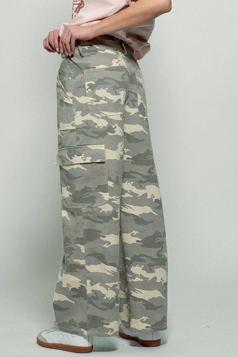Desert Camo Wide Leg Cargo Pants