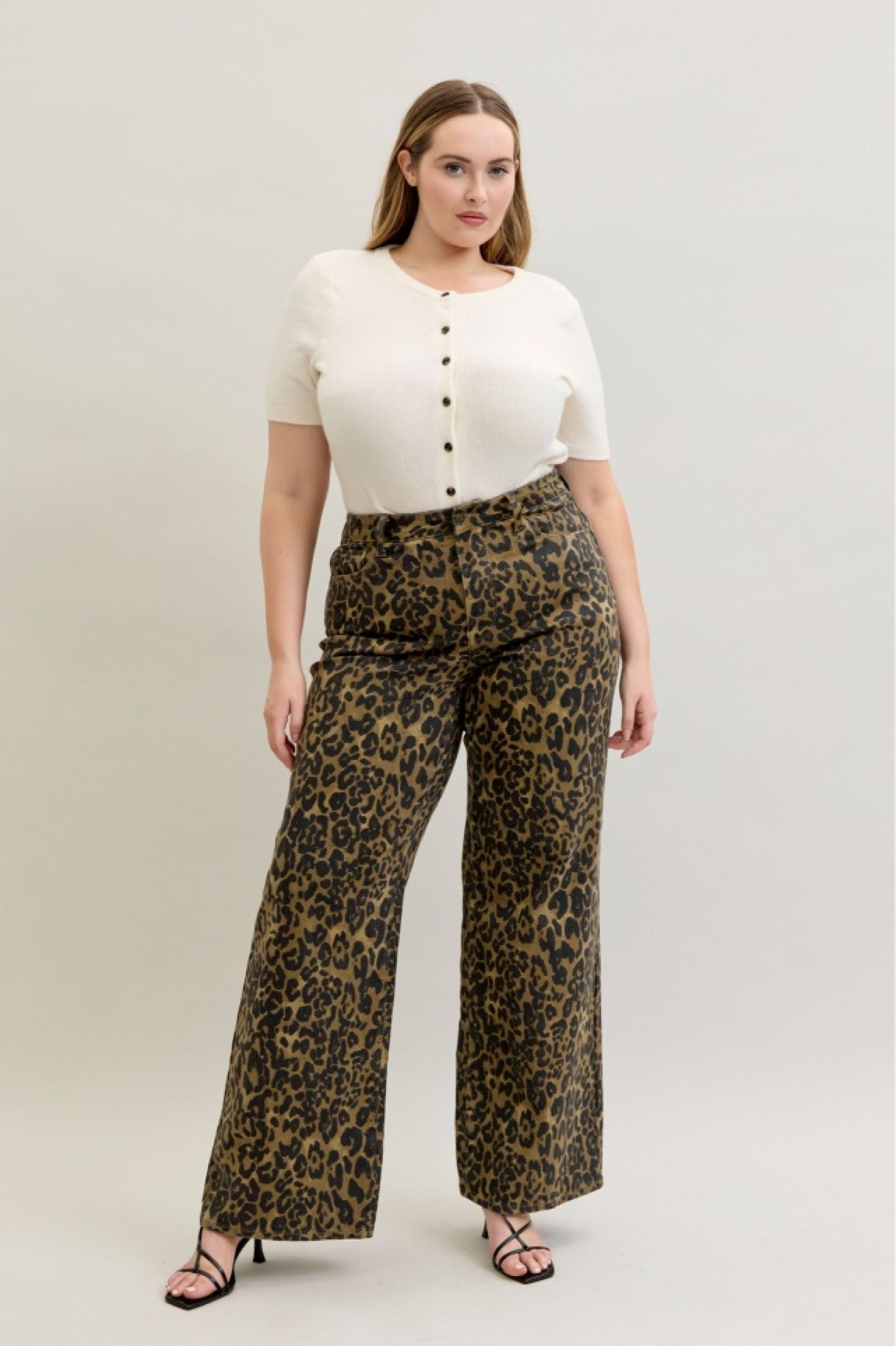 Judy Blue High Waist Retro Wide Leopard Print 881022