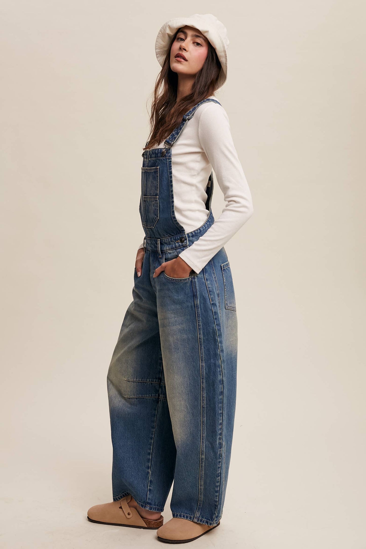 Barrel Jean Denim Overalls