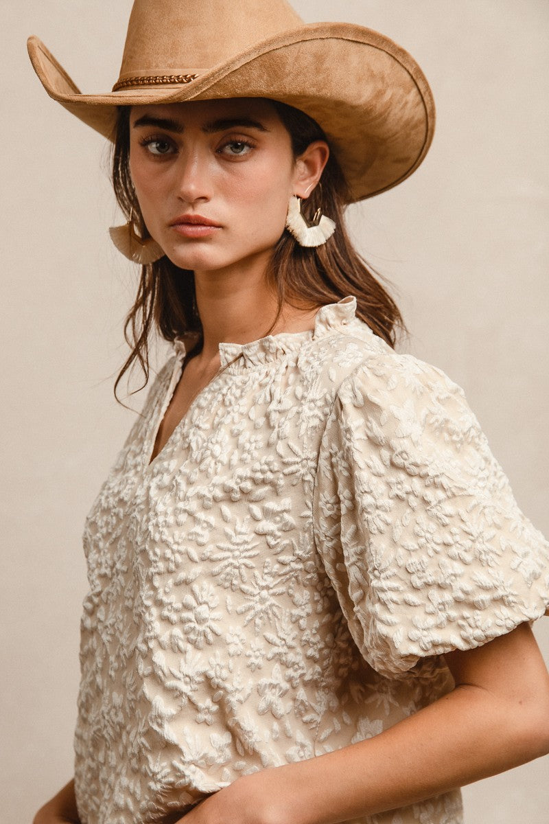 Oatmeal V-Neck Top by Bibi