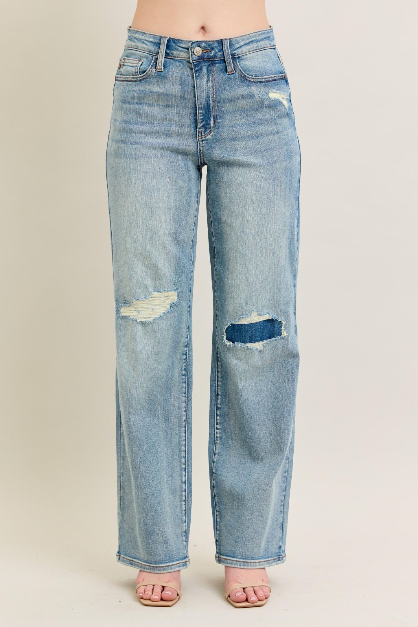 Judy Blue High Waist & Knee Patch Straight Jean 88928