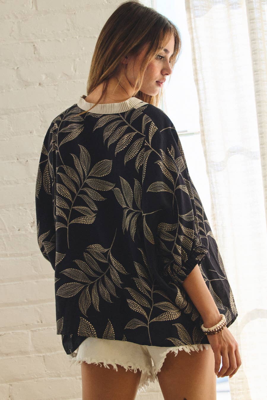 Black Tropical Relaxed-fit Blouse