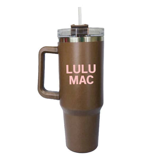 LULU MAC Tumbler Brown with Lt. Pink Logo