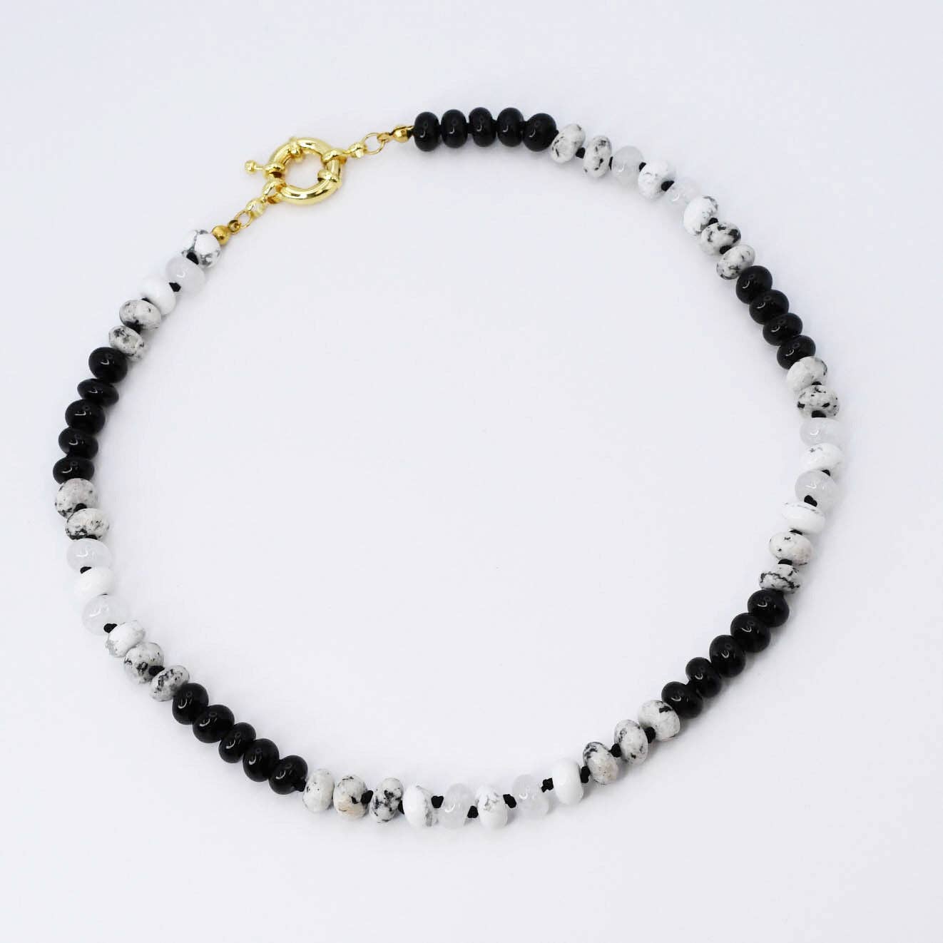 Brooke Black White Gemstone Necklace