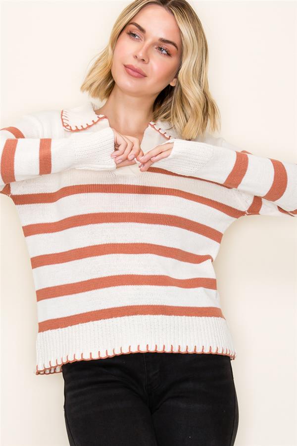 Terra Cotta Striped Sweater