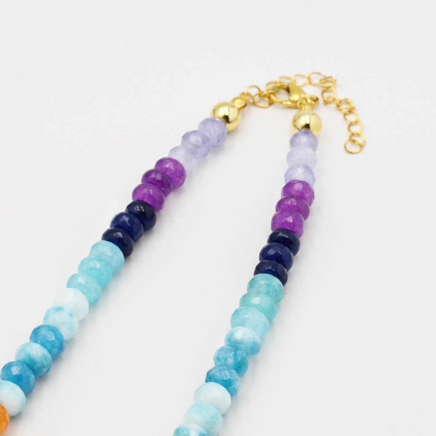 Colorful Gemstone with Pearl Necklace