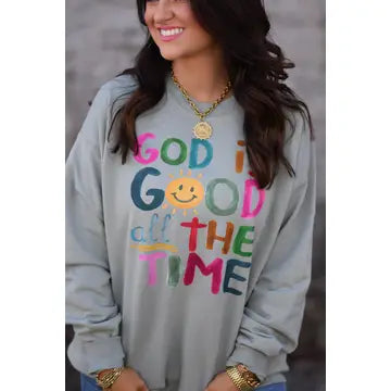 God Is Good on Sage Green Short Sleeve Tee