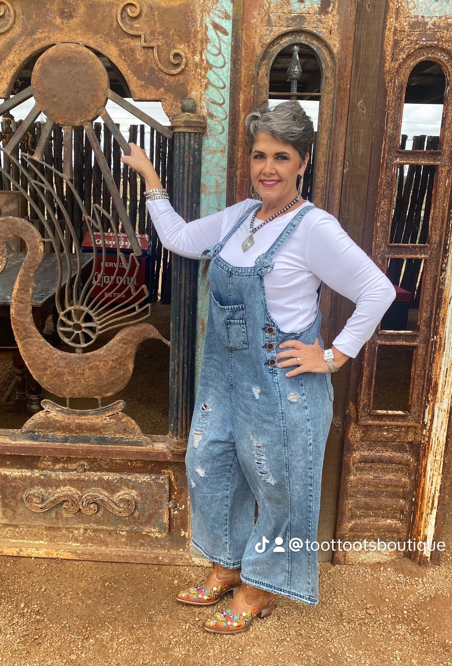 Grunge Denim Distressed Overalls