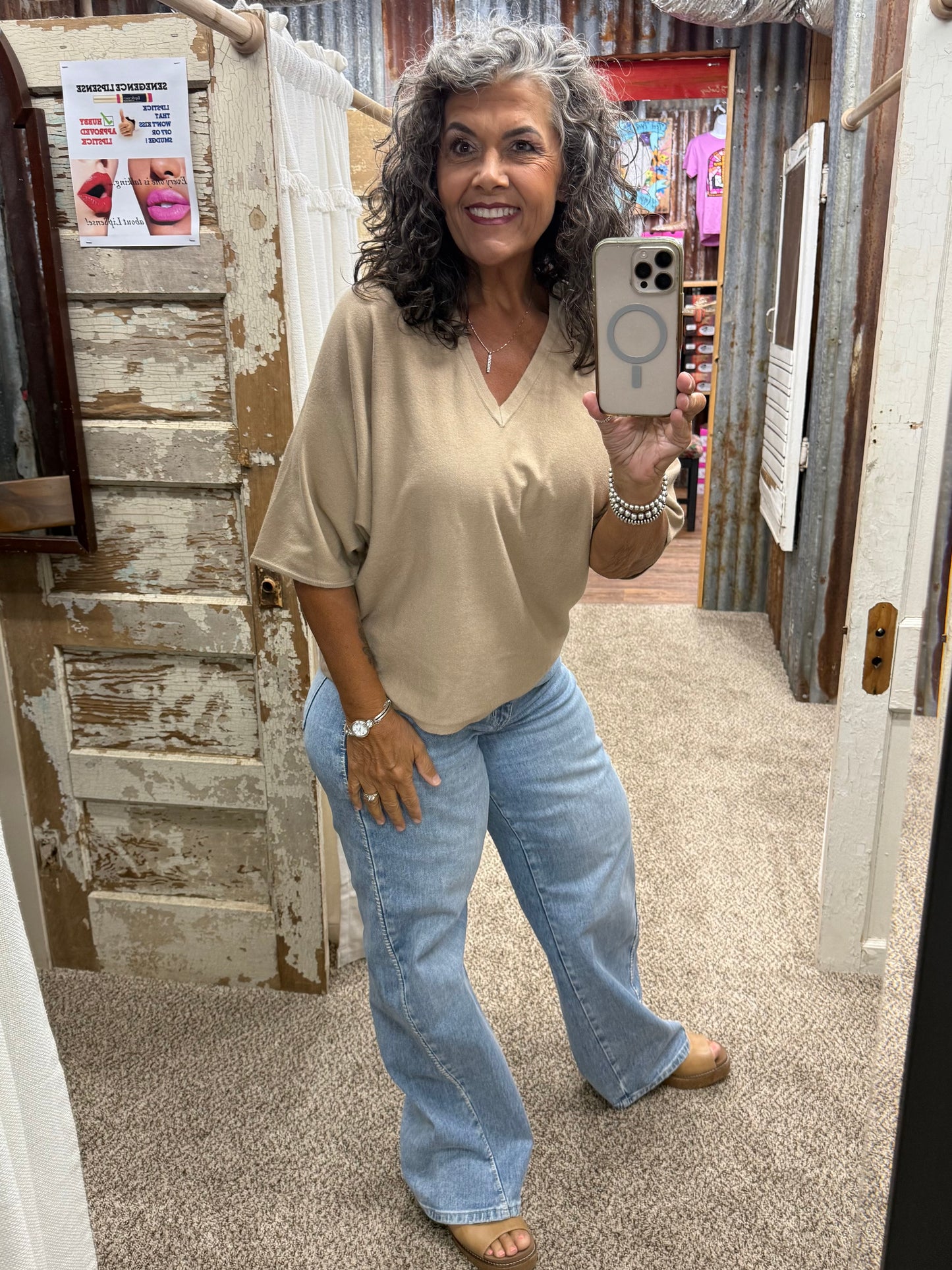 Taupe Sweater Like Top