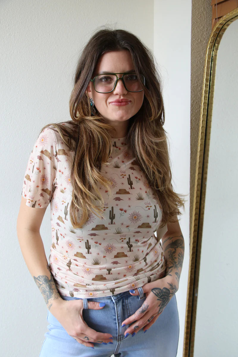 Desert Dreaming Short Sleeve Mesh Top