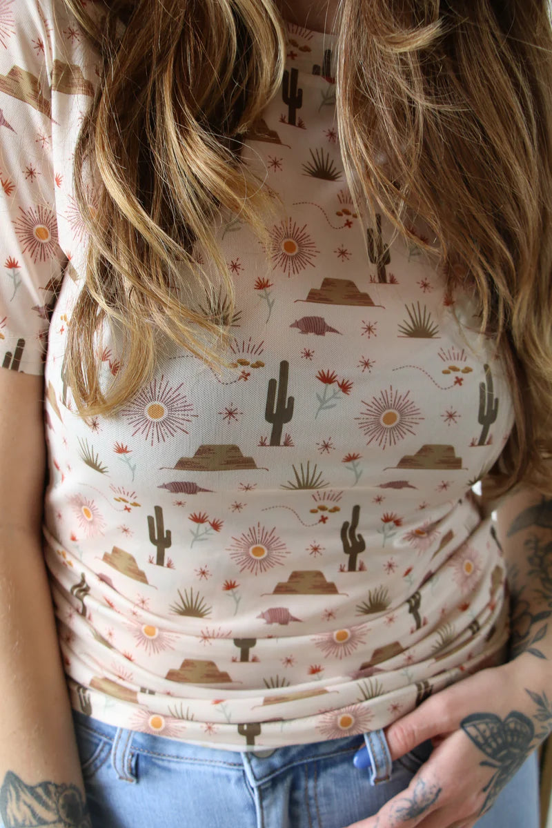 Desert Dreaming Short Sleeve Mesh Top