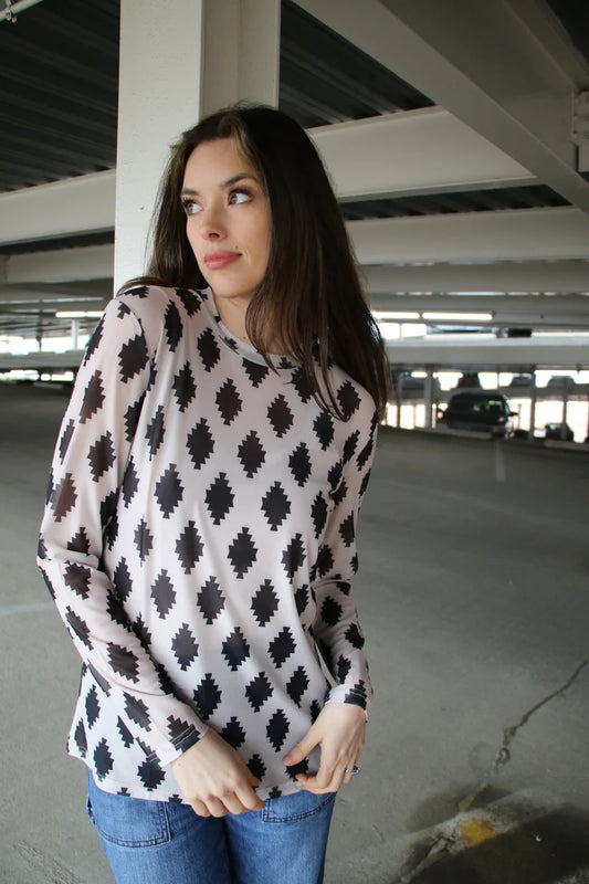 Black Diamond Long Sleeve Mesh Top