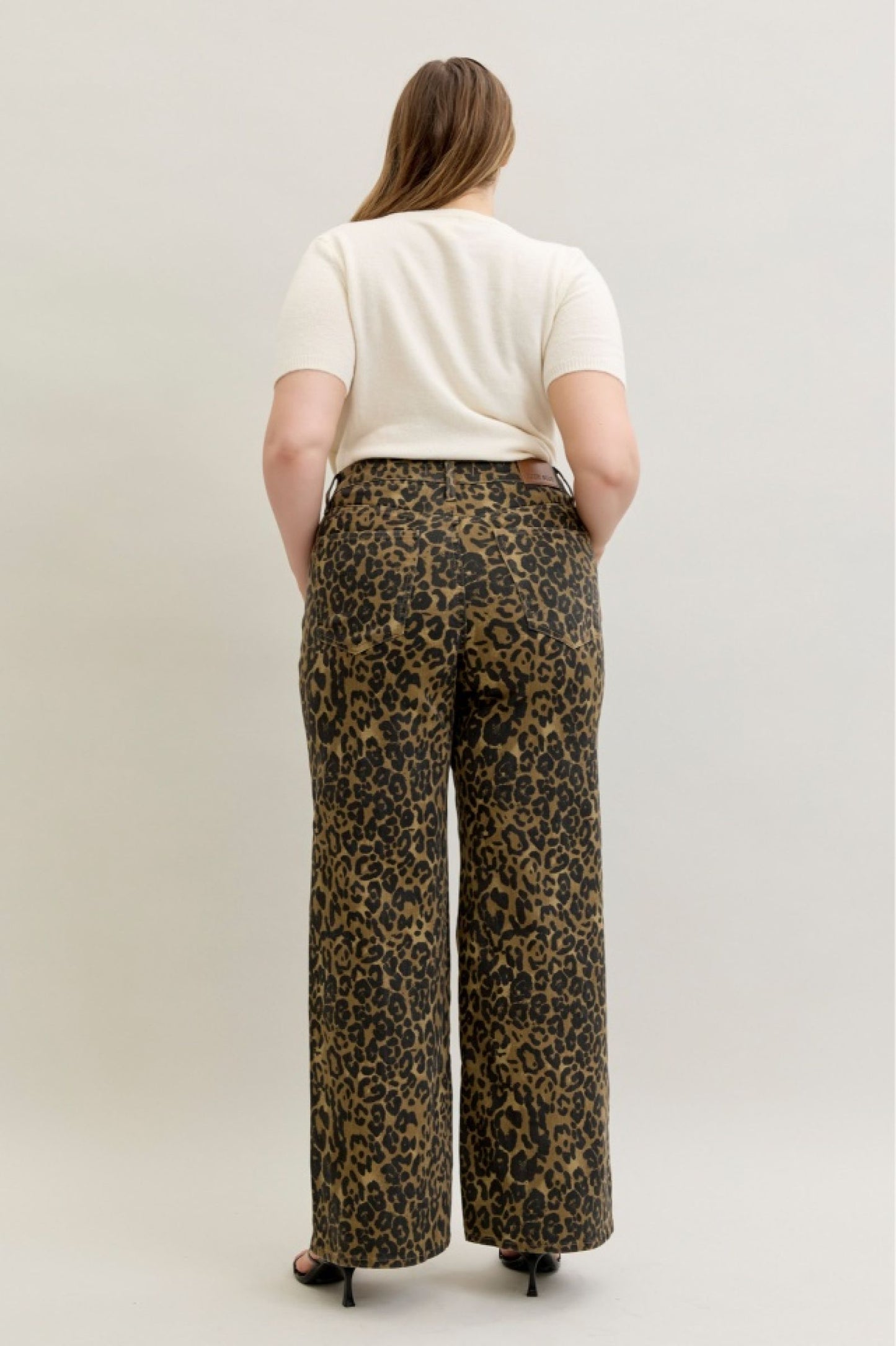 Judy Blue High Waist Retro Wide Leopard Print 881022