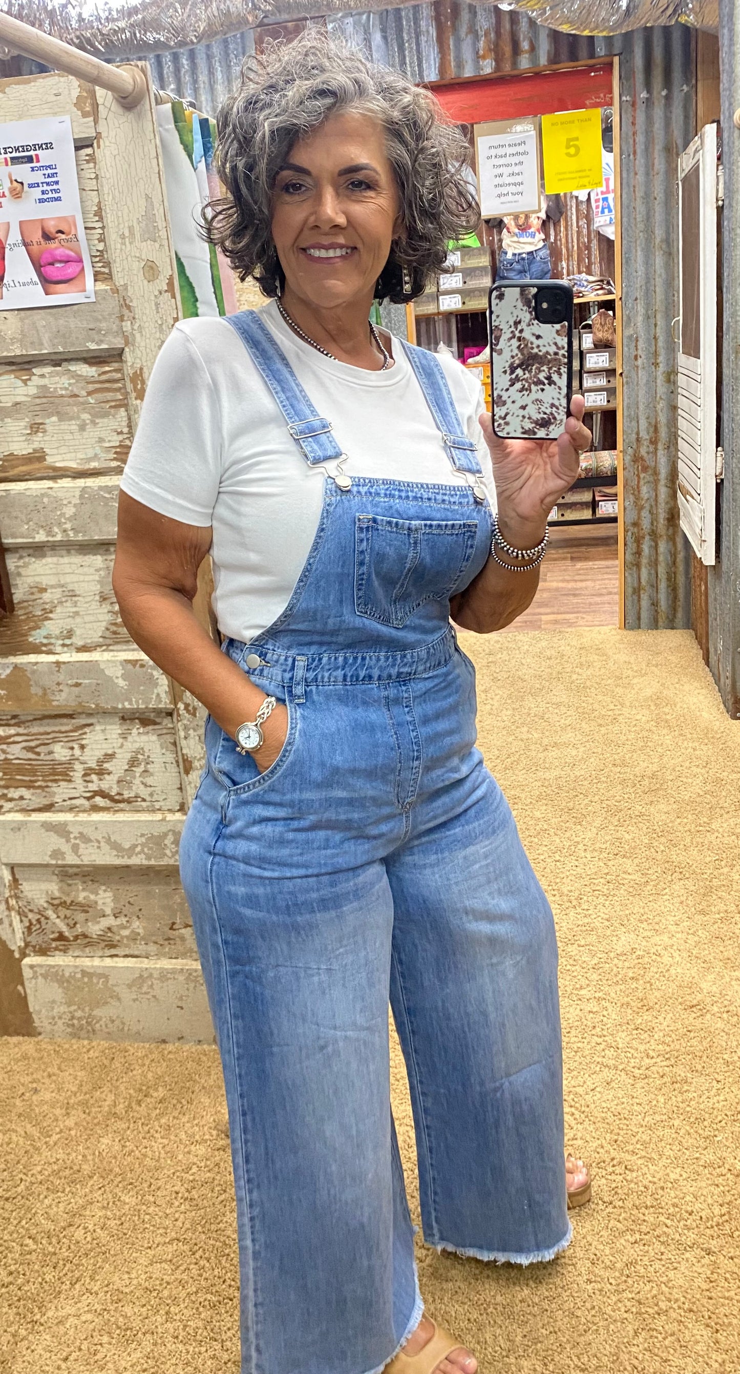 Wide Leg Denim Overalls