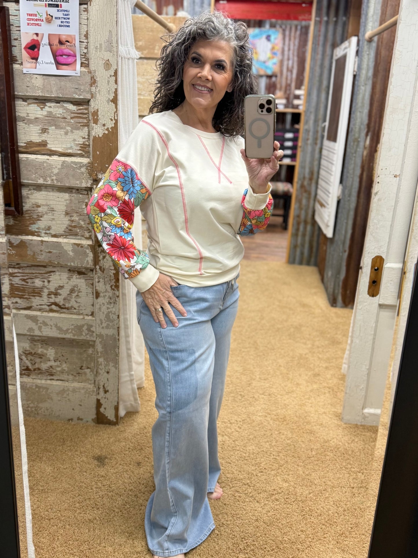 Coral Floral Pullover Top