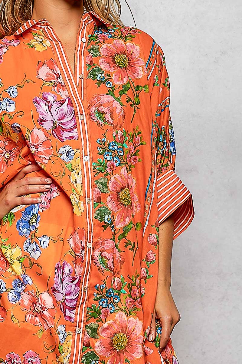 Orange Paradise Shirt Dress by POL