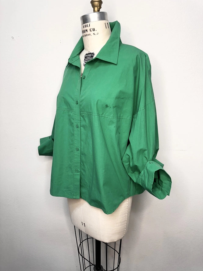 Brad & Rena Relaxed Button-Front Shirt Jacket - Green