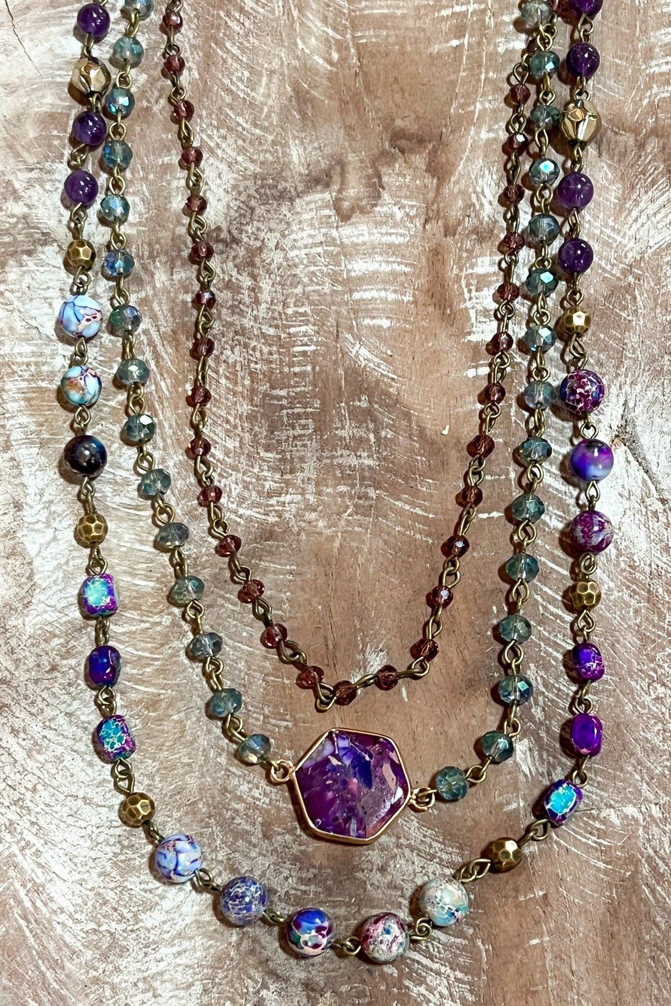 Janet Purple Necklace, Earring and Bracelet Set