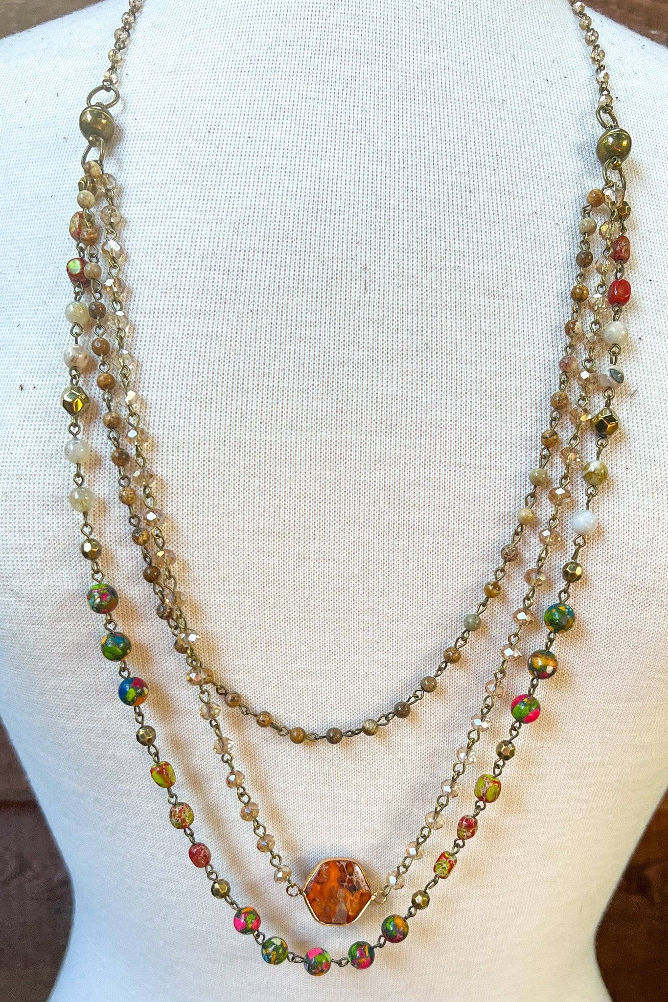 Janet Orange Necklace, Earring and Bracelet Set