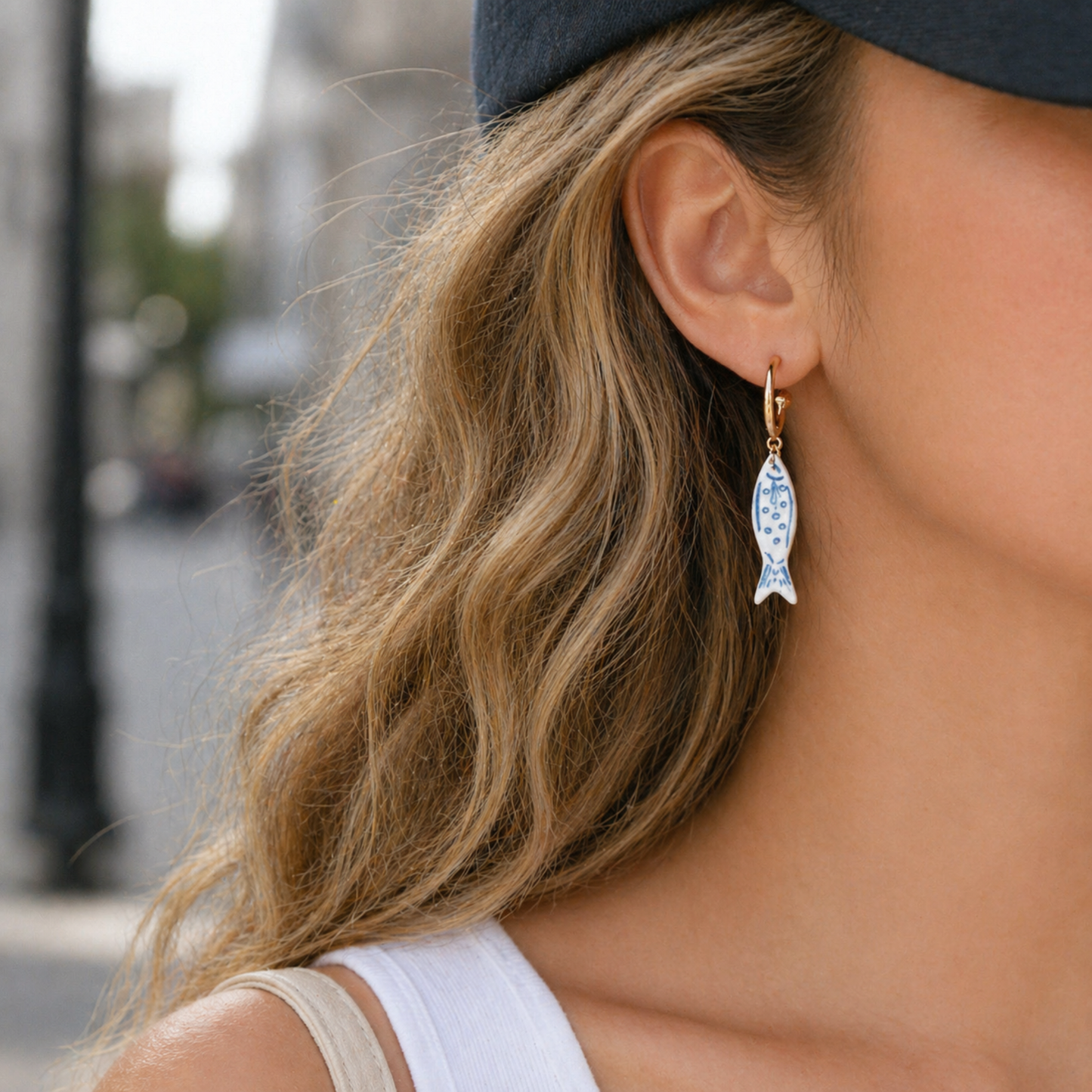 Harbor Blue Fish Dangle Earrings – Coastal Chic