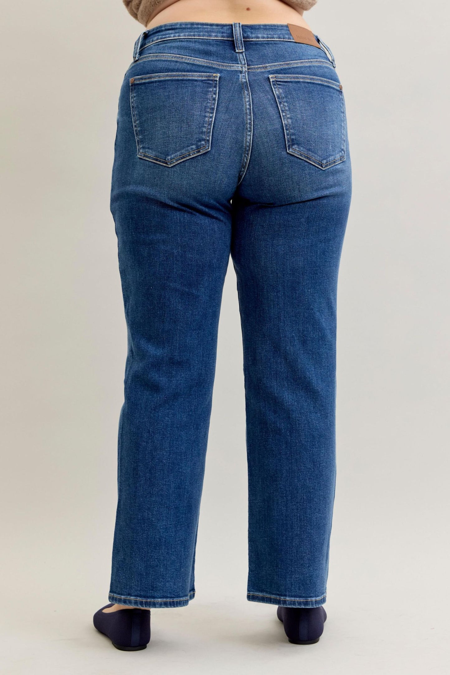 Judy Blue Mid Rise 90's Straight Front Patch Double Pocket 82680